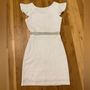 White Dress with Silver Accent Belt